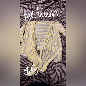 Maurice’s gray and yellow cardigan